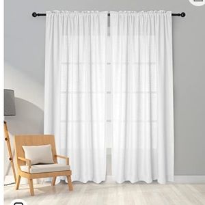 Melodieux White Semi Sheer Curtains 84 Inches Long for Living Room